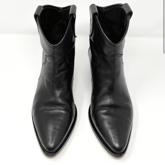 Isabel Marant Dawyna Black Leather Silver Studded Western Pointed Ankle Boots. - Picture 3 of 8